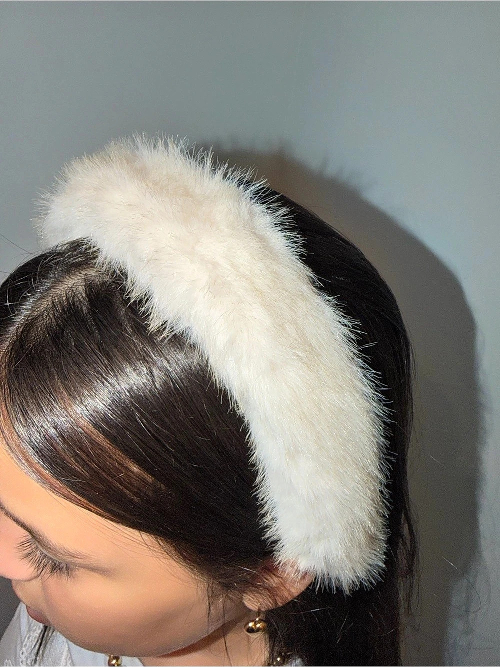 Fur cream Headband in